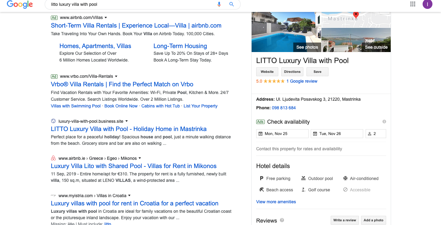 Google My Business kao alat za oglašavanje smještajnih objekata